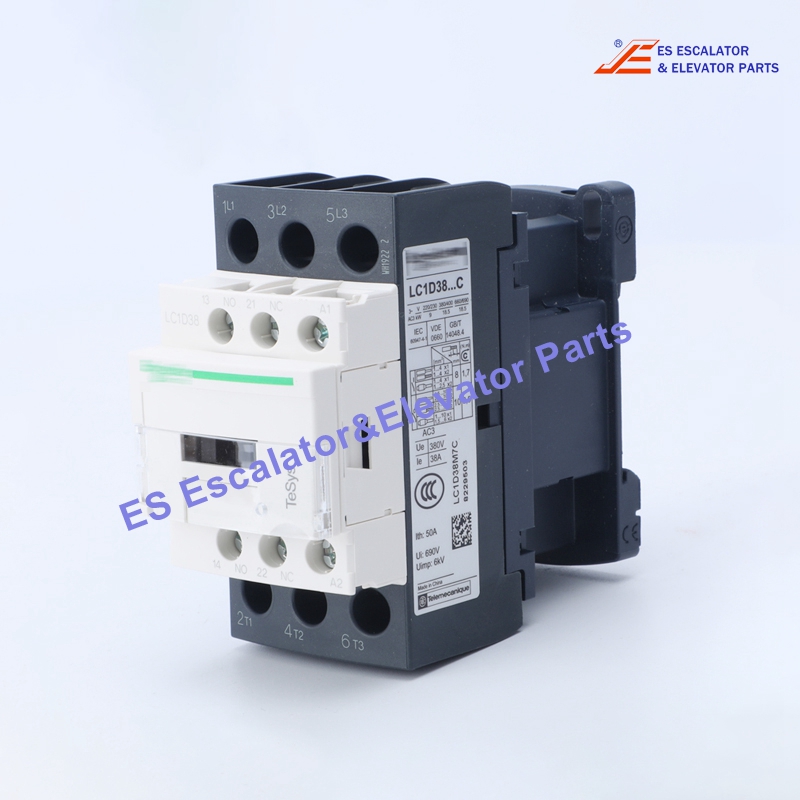 LC1D38P7 Elevator TeSys Deca Contactor 3P(3 NO) - AC-3/AC-3e - <= 440 V 38 A - 230 V AC 50/60 Hz Coil Use For Schneide