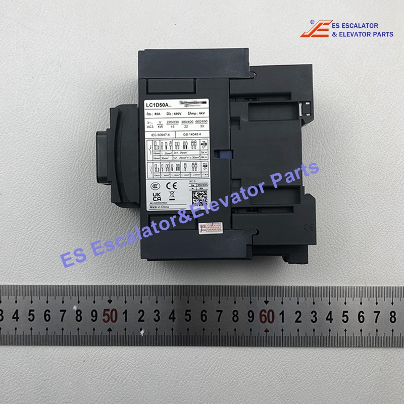 LC1D50AM7 Elevator Contactor 3P(3 NO) 440 V 50 A - 220 V AC 50/60 HZ Ith:80A Ue:690V Uimp:6KV Use For Schneider